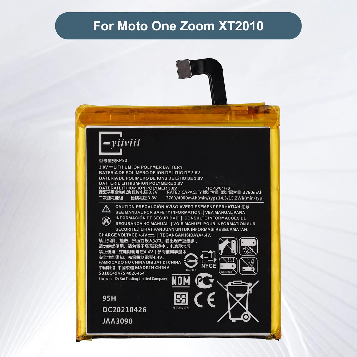 Batería de repuesto KP50 compatible con Moto One Zoom XT2010 con kit de herramientas de reparación