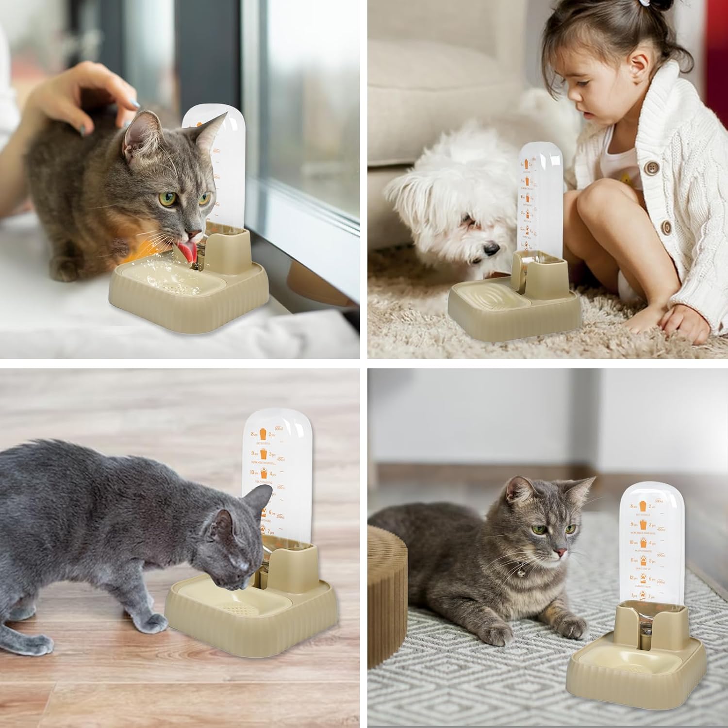 Cuenco de agua por gravedad para gatos, dispensador de agua para mascotas, dispensador automático de agua para gatos, 16.9 fl oz, dispensador de