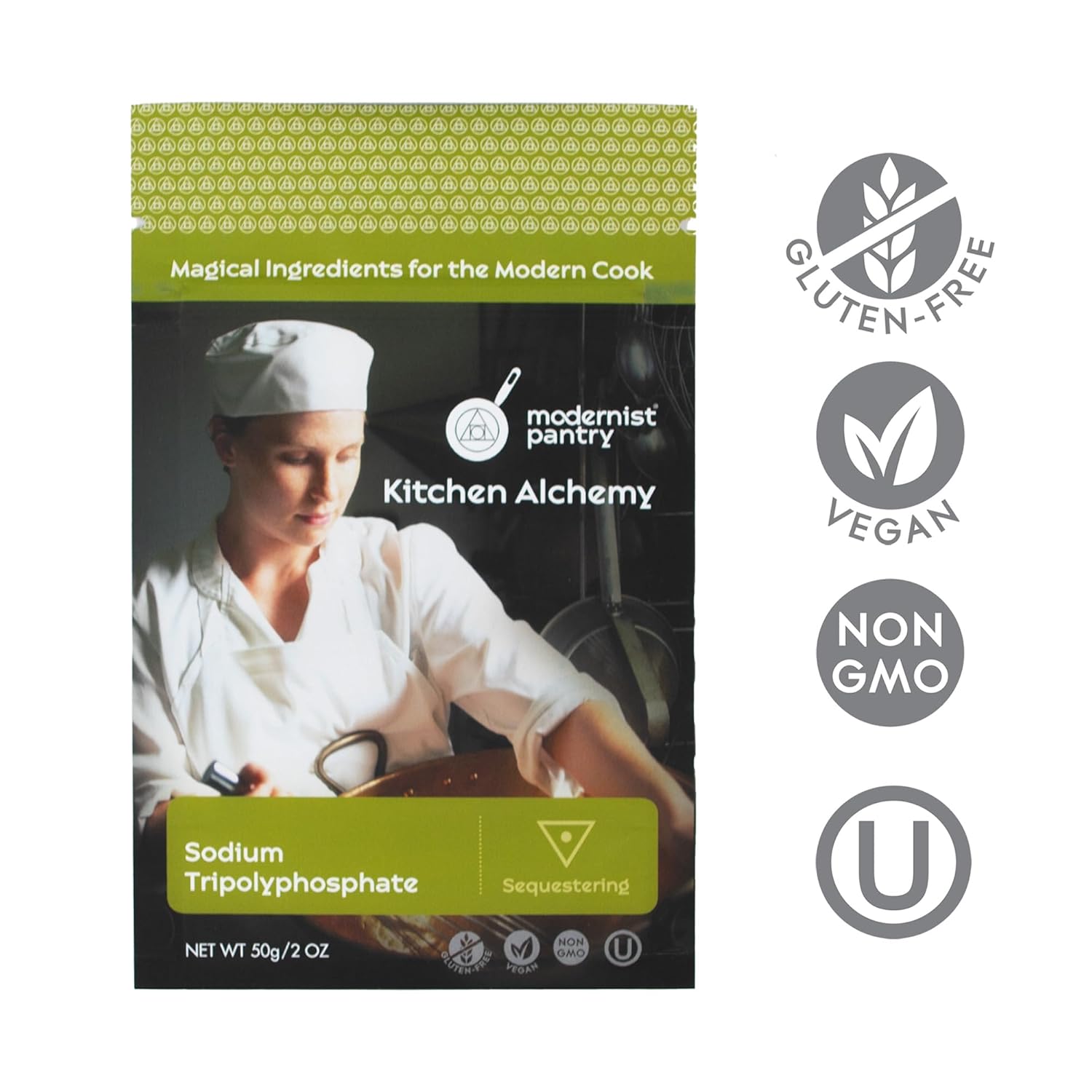 Tripolifosfato de sodio puro Sin OMG, vegano, sin gluten, certificado OU Kosher (Gastronomía molecular), 50 g2 oz