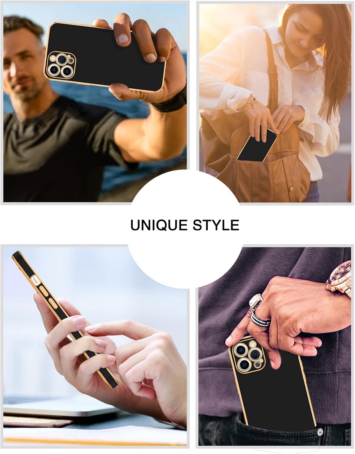 BENTOBEN Funda para iPhone 12 Pro, funda para teléfono iPhone 12 Pro 6.1, ajuste delgado, de lujo, color dorado, protección a prueba de golpes,