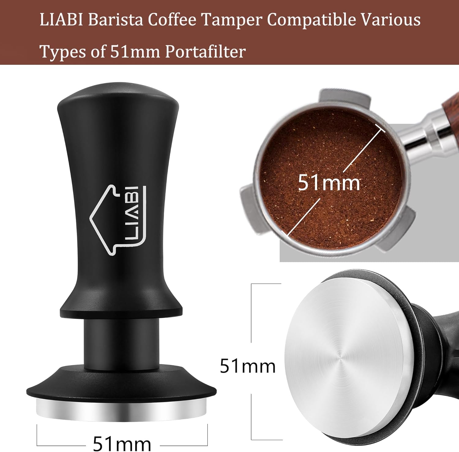 Tamper de café de 2.008 in, manipulador de café expreso con manipulación de resorte, herramientas de manipulación de café barista con soporte de