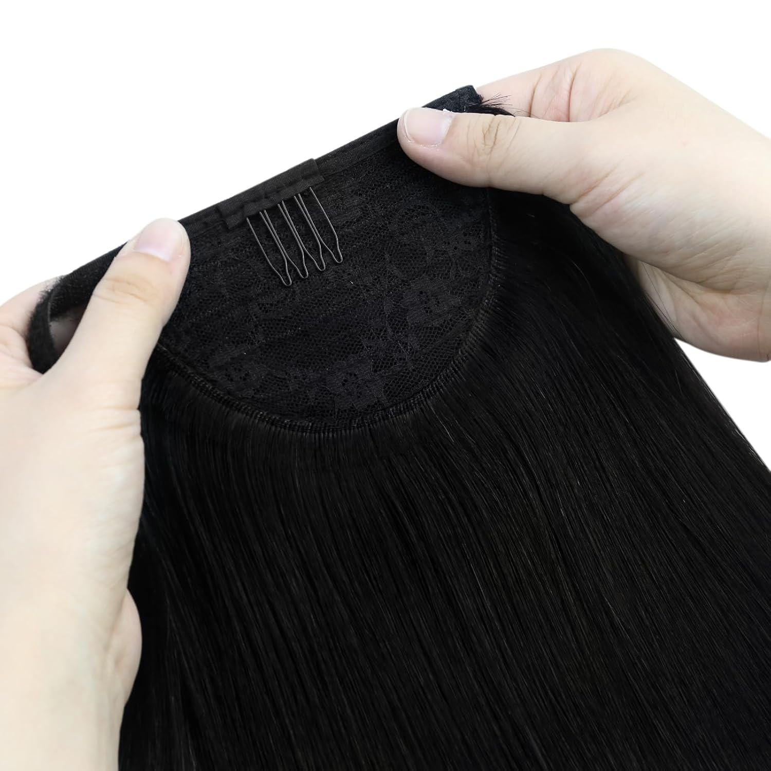 VeSunny – Extensiones de cabello humano remy lacio de 14 a 24 pulgadas, con clip para cola de caballo, juego de extensiones de cabello humano de
