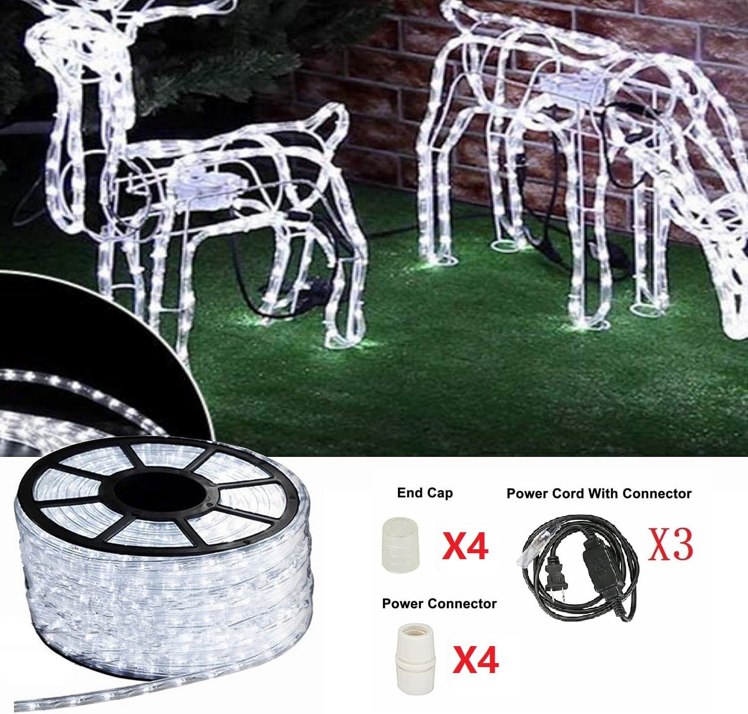 TONESLY Tira de luces LED de Navidad impermeable de 150 pies, 150 pies, 1620 LED, impermeable, para fiestas, Navidad, hogar, cocina, dormitorio,