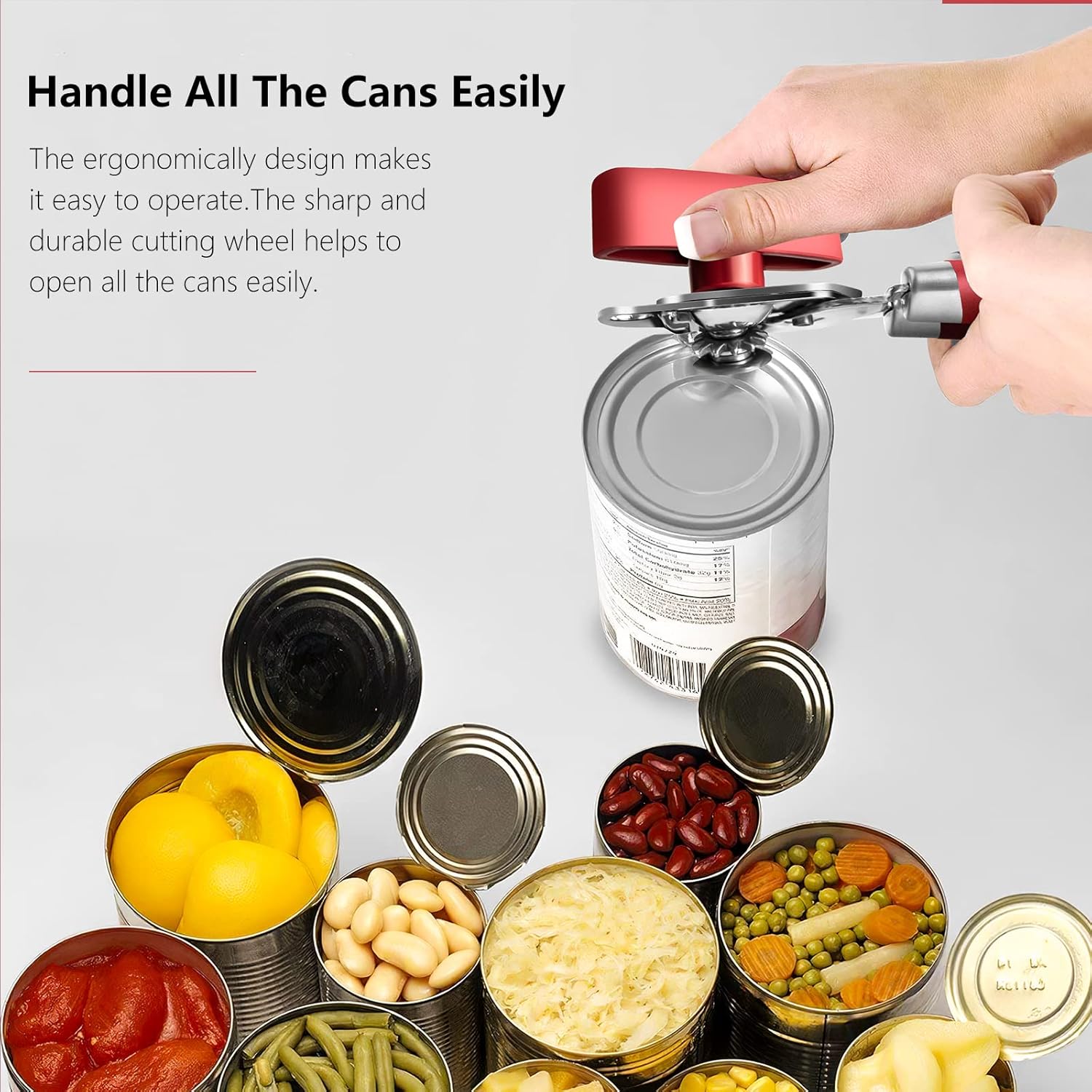 Abrelatas profesional, 3 en 1, multifuncional, manual, abrelatas, abrebotellas, acero inoxidable duradero, resistente, borde liso para cocina, apto