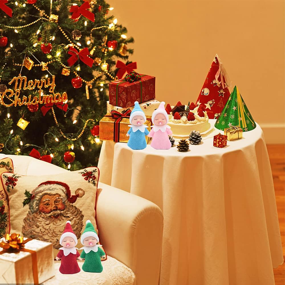 WULEEUPER Muñeca elfo durmiente con chupete  Juguetes de elfo en miniatura de Navidad  Regalo de fiesta de decoración de Año Nuevo (verde)