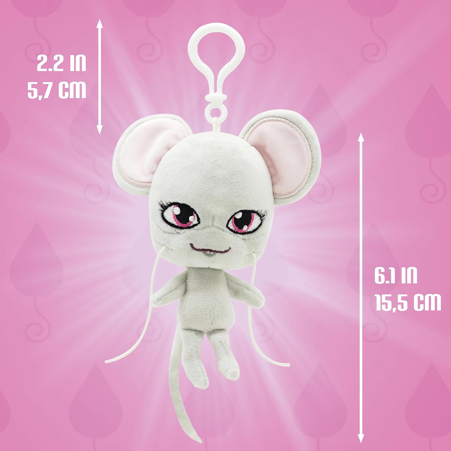 Miraculous Ladybug – Kwami Lifesize Mullo, juguete de peluche de ratón de 5 pulgadas con clip para niños, juguete de peluche coleccionable súper