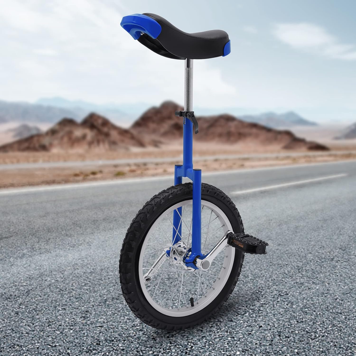 Monociclo de rueda de 16 pulgadas con borde de acero, monociclo de una rueda, asiento ajustable para adolescentes, adultos, deportes al aire libre,