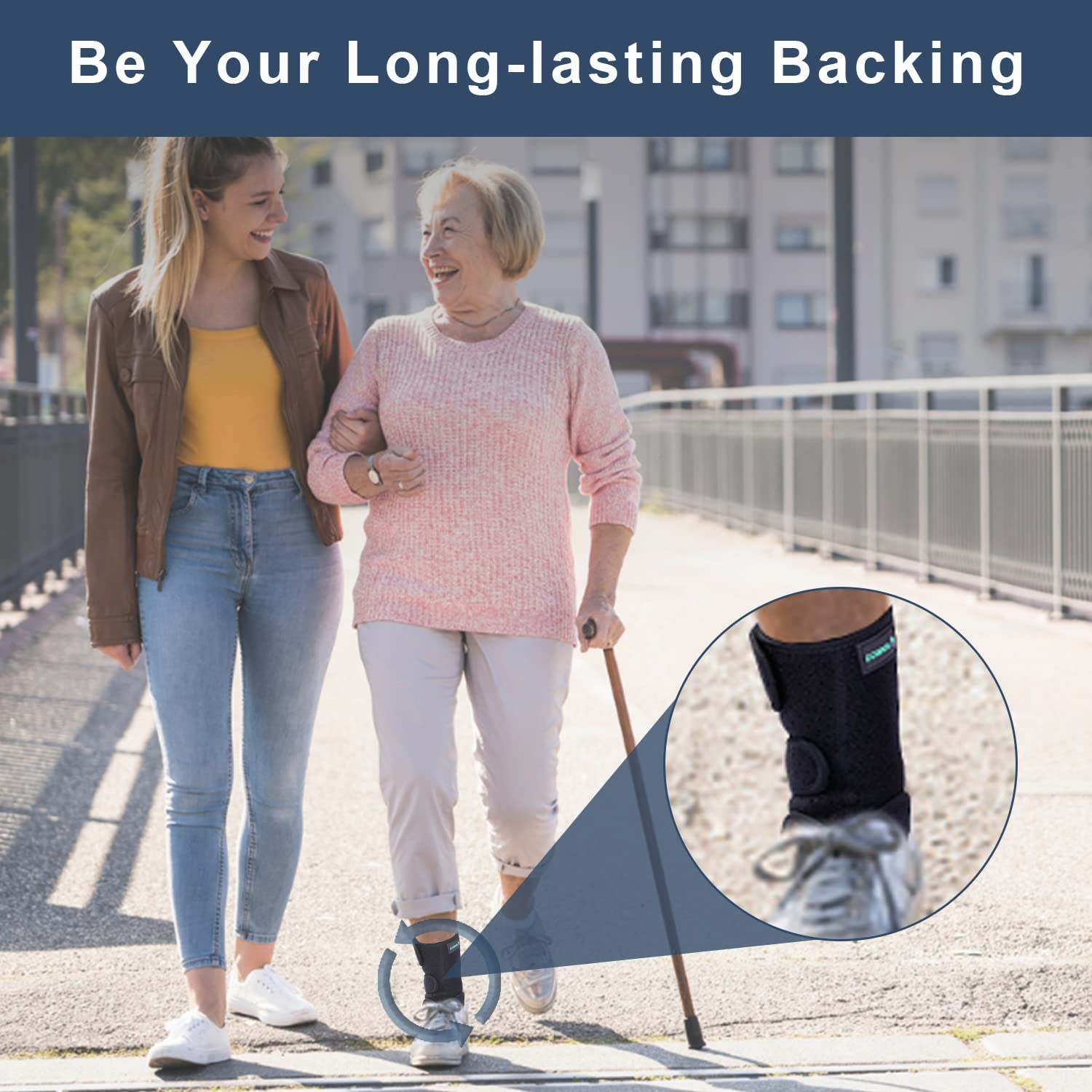 Soporte de pie con soporte de arco, AFO ajustable de grado médico y ortesis de pie para caminar, alivia la inestabilidad de las extremidades
