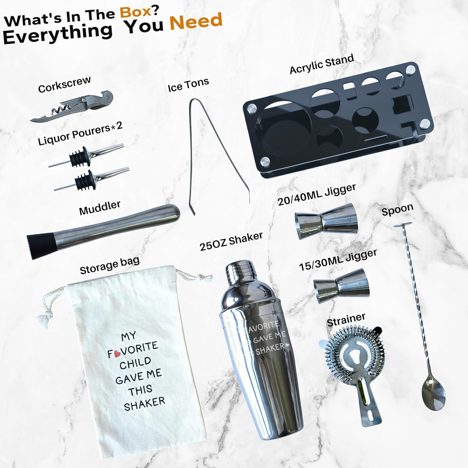 Regalos para hermana, kit de camarero, juego de coctelera de 12 piezas con soporte, grandes accesorios de bar para bebidas mixtas, hogar, bar,