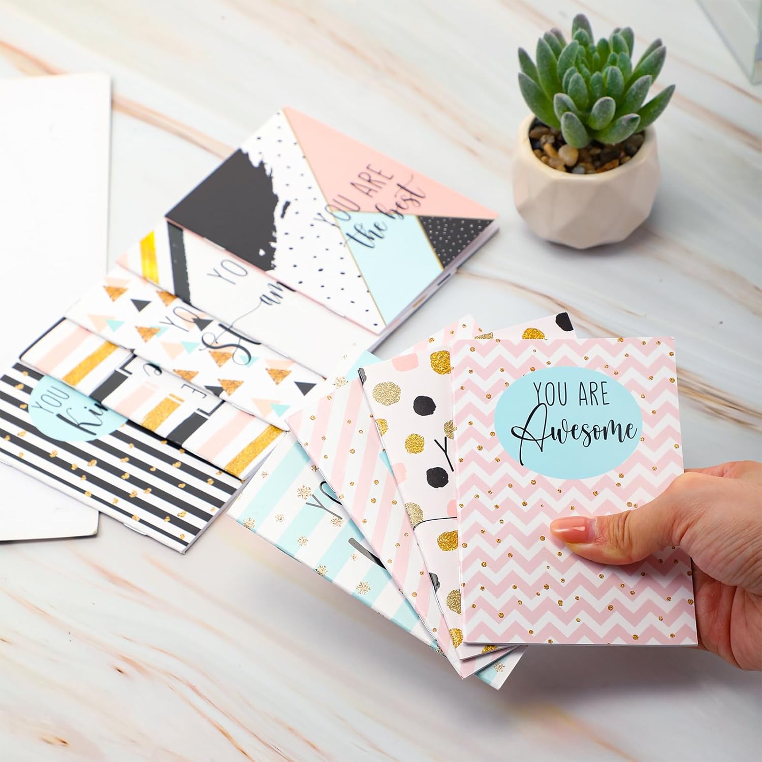 Sherr 36 blocs de notas inspiradores con texto en inglés “You Are Loved Party”, mini diario motivacional, con líneas y puntos con purpurina, bloc de