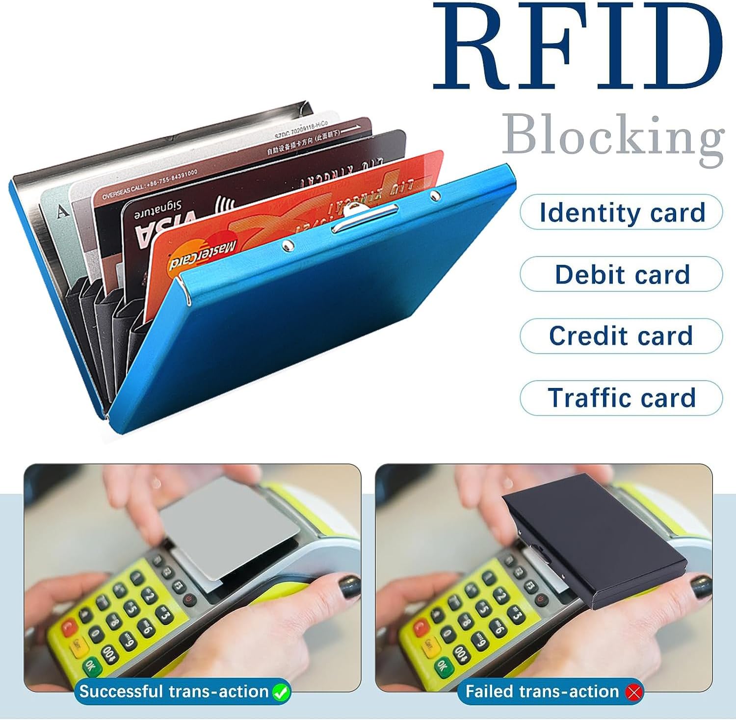 Soporte para tarjetas de crédito, fundas protectoras de bloqueo RFID, cartera de metal para tarjetas de crédito, soporte para tarjetas de visita