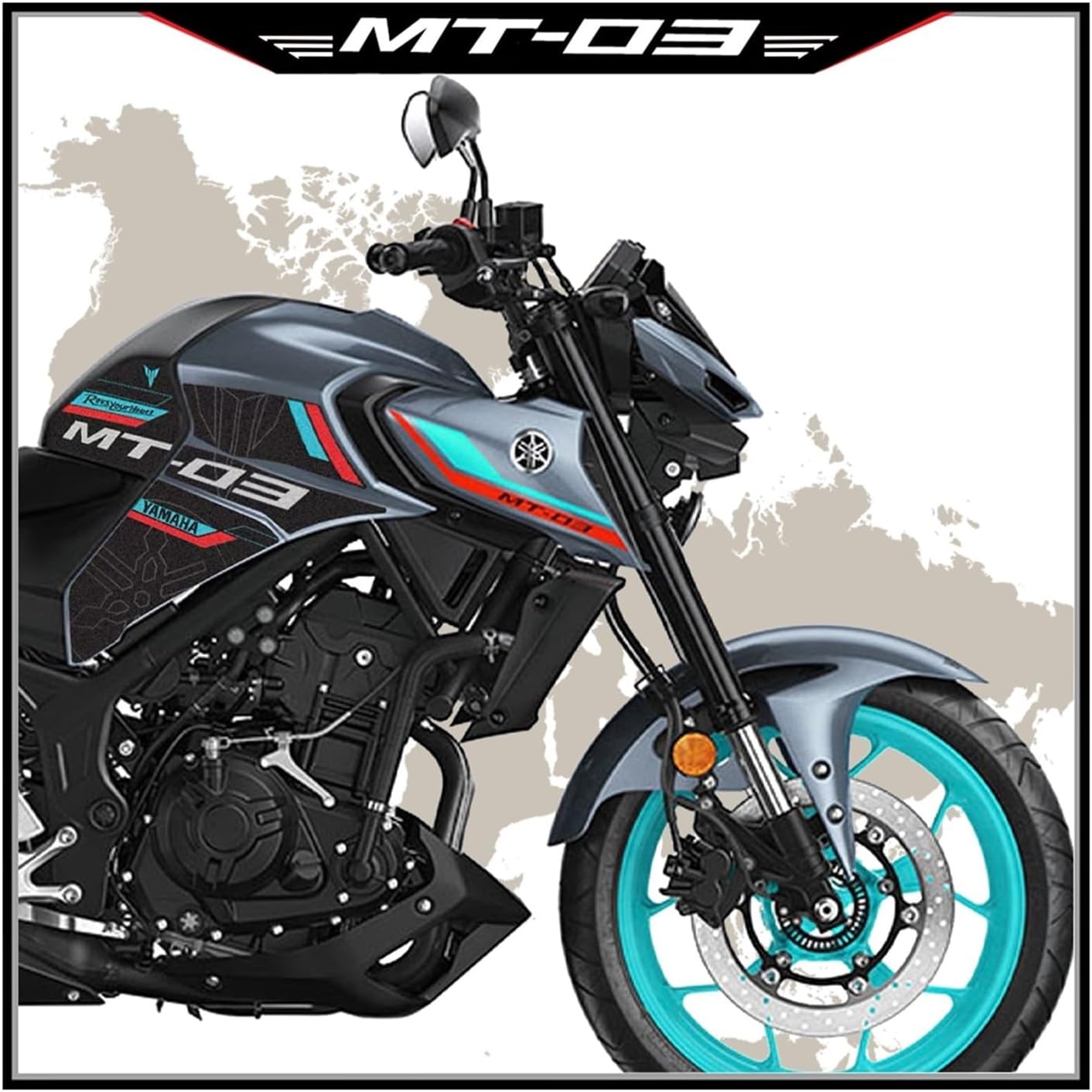 Adhesivo para tanque de combustible de motocicleta Yamaha MT03, calcomanía de tanque de combustible esmerilado, calcomanía duradera para tanque de