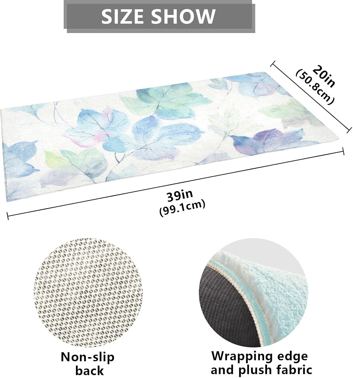 xigua Watercolor Maple Leaf Bathroom Rugs Bath Mat 39 x 20 Inch Non-Slip Extra Soft and Absorbent Shaggy Bath Carpet for Tub, Shower, Bathroom