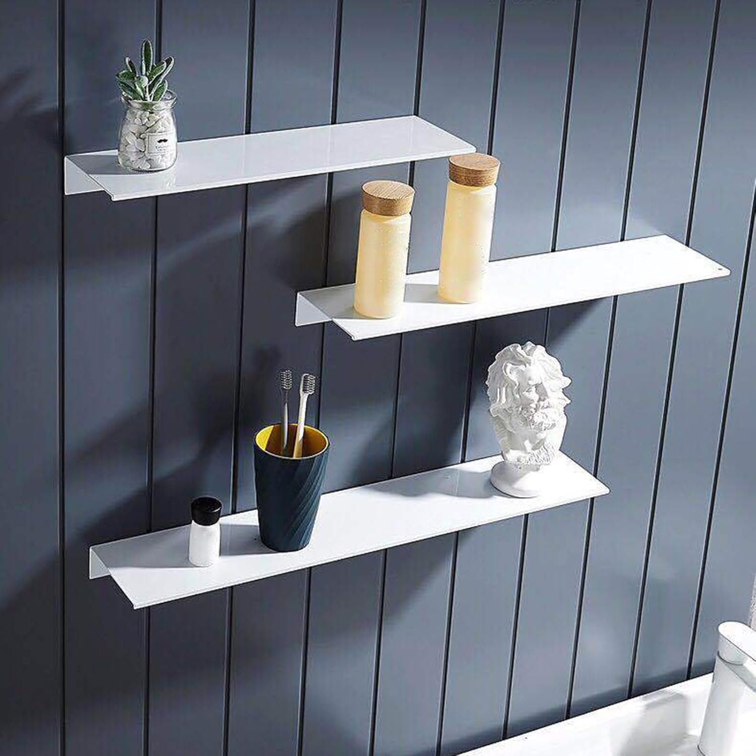 Estante flotante, estante de pared de metal negro para sala de estar, baño, cocina, dormitorio, estantes de exhibición de 12 pulgadas para
