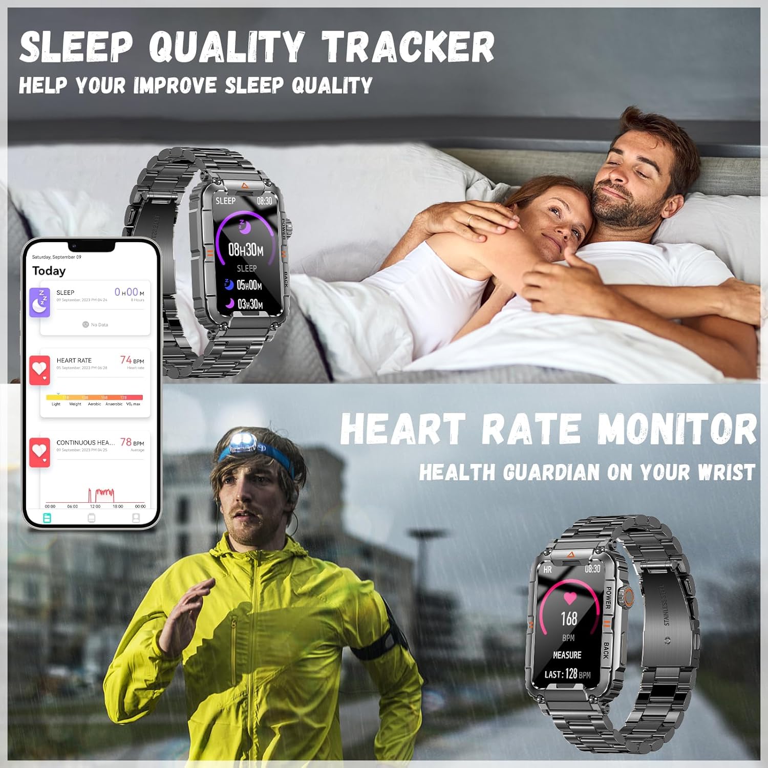 niolina Reloj inteligente para teléfonos Android iOS con respuesta y llamadas de 1.57 pulgadas, monitor de fitness HD para hombres, con contador de