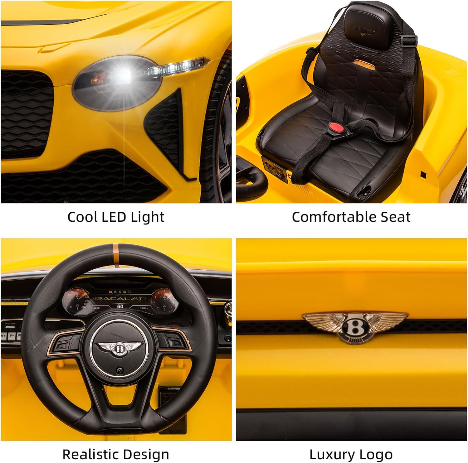 Auto de paseo para niños de 12 V con control remoto, auto para niños para conducir con 3 velocidades, luces LED, música, puertas abiertas,