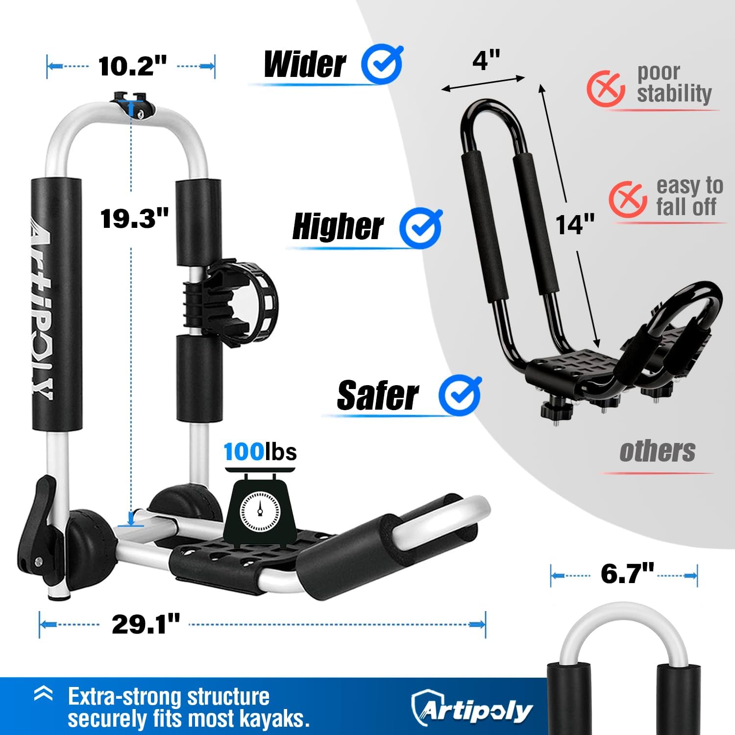 Portaequipajes de techo para kayak y canoa, barra en J con soporte de paleta multifunción 3 en 1 para fácil montaje de kayaksurfesquícanoaSUP en
