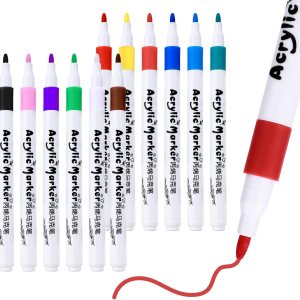 Marcadores de pintura acrílica de 12 colores, marcadores de pintura acrílica para rocas, tela de madera, lona, vidrio, cerámica, suministros para Marcadores de pintura acrílica de 12 colores, marcadores de pintura acrílica para rocas, tela de madera, lona, vidrio, cerámica, suministros para