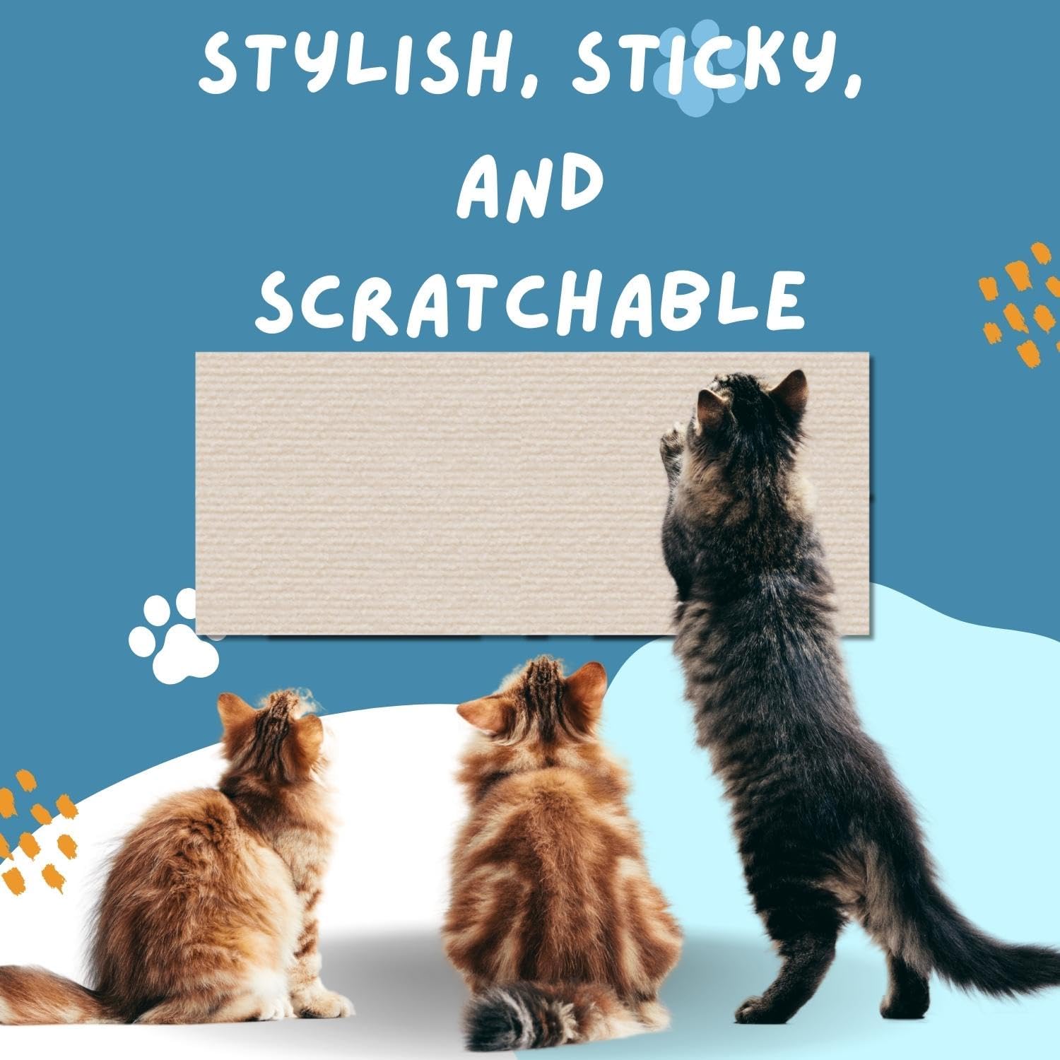 Tapete para arañazos para gatos (paquete de 3), 23.6 x 11.8 pulgadas, reemplazo autoadhesivo versátil fácil de usar para árboles de gatos, muebles