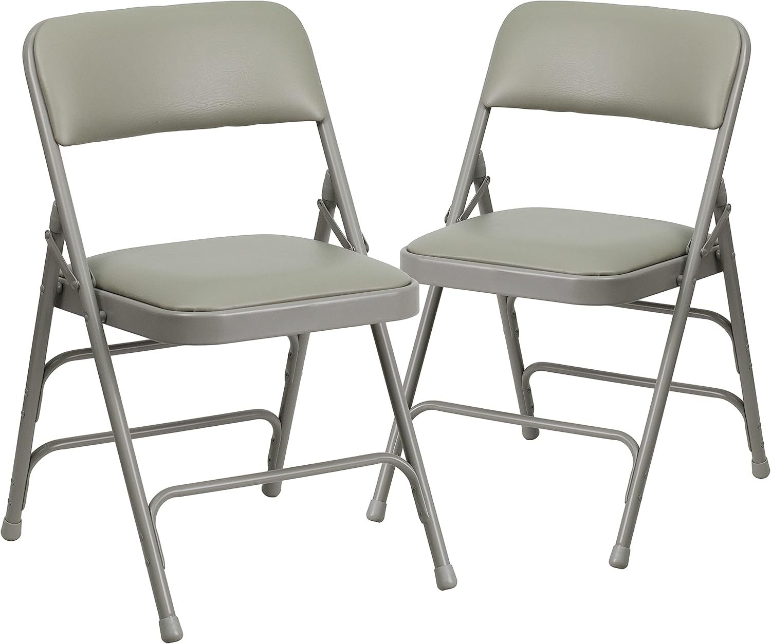 Flash Furniture HERCULES Series – Silla plegable de metal de vinilo gris curvada con triple soporte y doble bisagra, 2 unidades