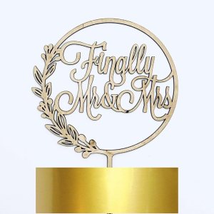 Finally Mr and Mrs Wedding – Decoración de madera para pastel de boda, color dorado y plateado (sin pintar) Finally Mr and Mrs Wedding – Decoración de madera para pastel de boda, color dorado y plateado (sin pintar)