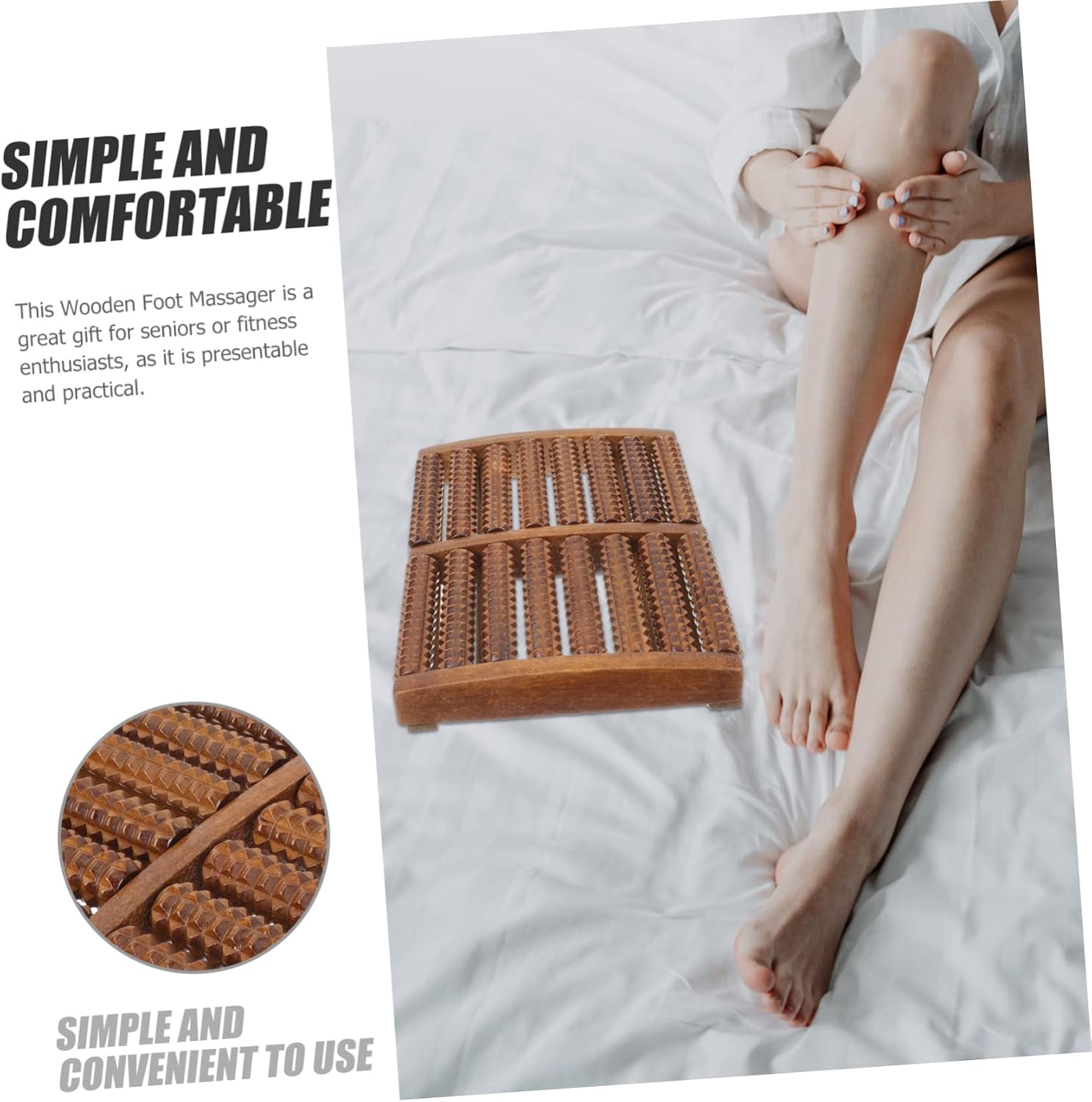 Rodillo de masaje de pies de madera – Máquina manual de masaje de pies – Diseño ergonómico – Especialización de rodillos de pies – Terapia de