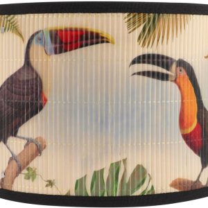 Baluue Pantalla de lámpara de tambor, pantalla de bambú vintage E27, colorida flor y pájaro, cubierta de lámpara de araña, patrón de luz, accesorios Baluue Pantalla de lámpara de tambor, pantalla de bambú vintage E27, colorida flor y pájaro, cubierta de lámpara de araña, patrón de luz, accesorios