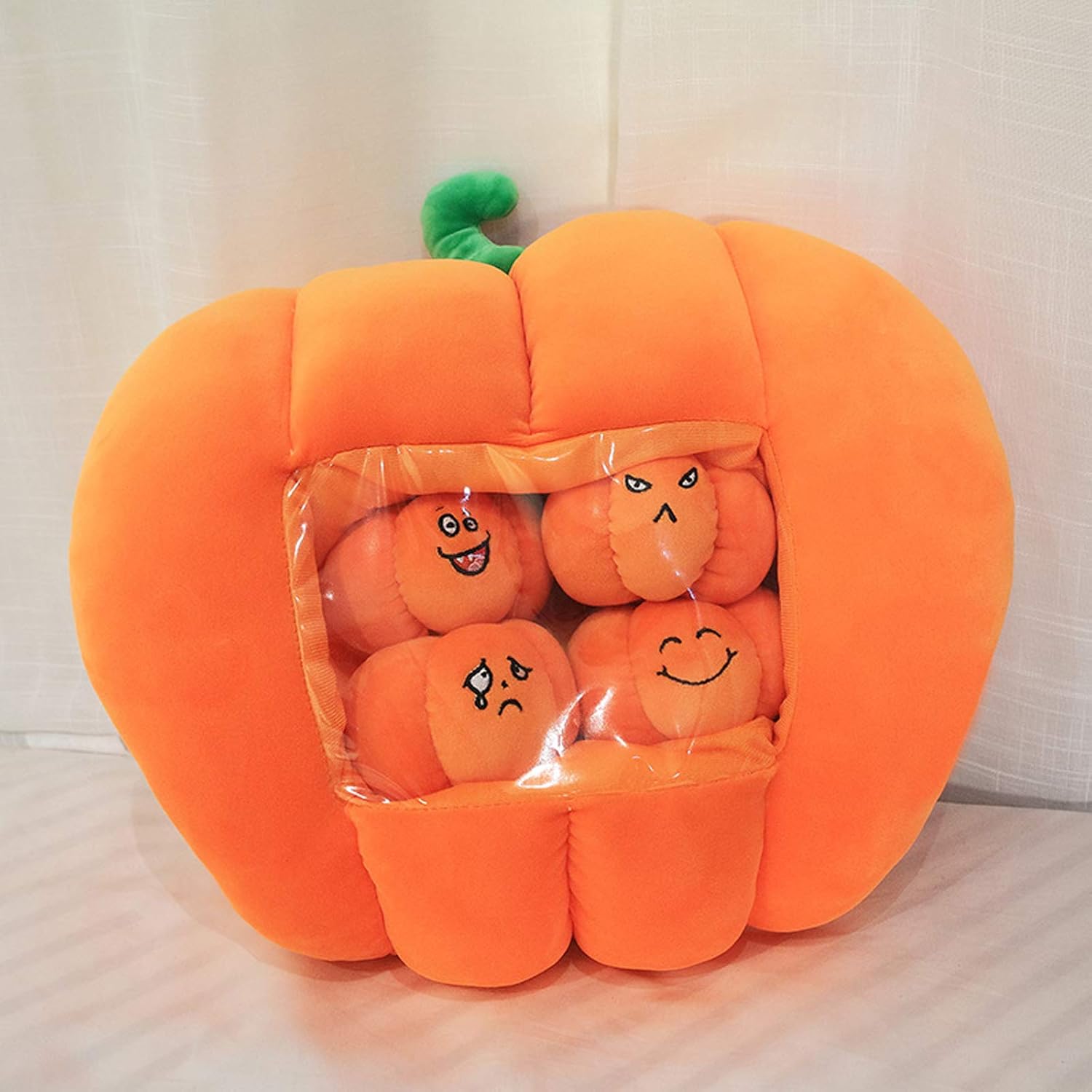 REFAHB Almohada decorativa de calabaza esponjosa y duradera para Halloween, almohada decorativa para sofá, almohada de felpa de calabaza suave,
