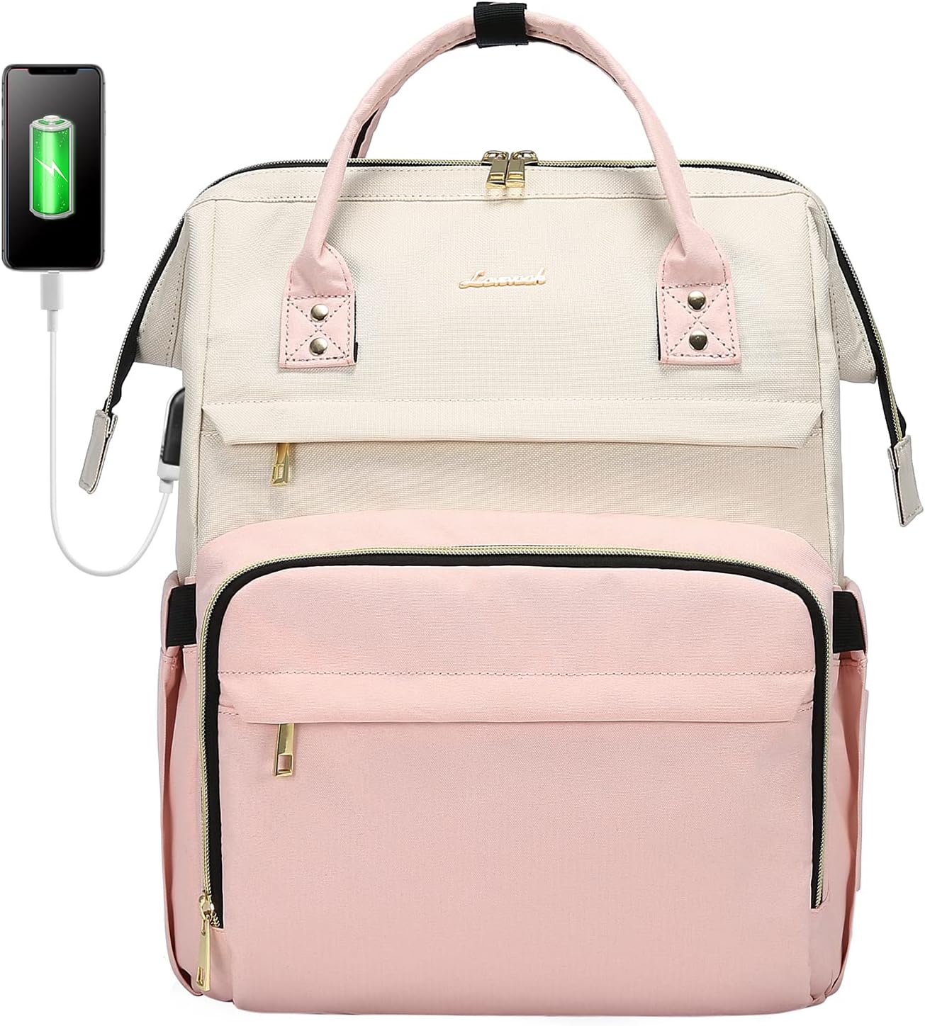 LOVEVOOK – Mochila para ordenador portátil para mujer, de moda, de negocios, de viaje, para libros, para profesor, enfermera, con puerto USB, para