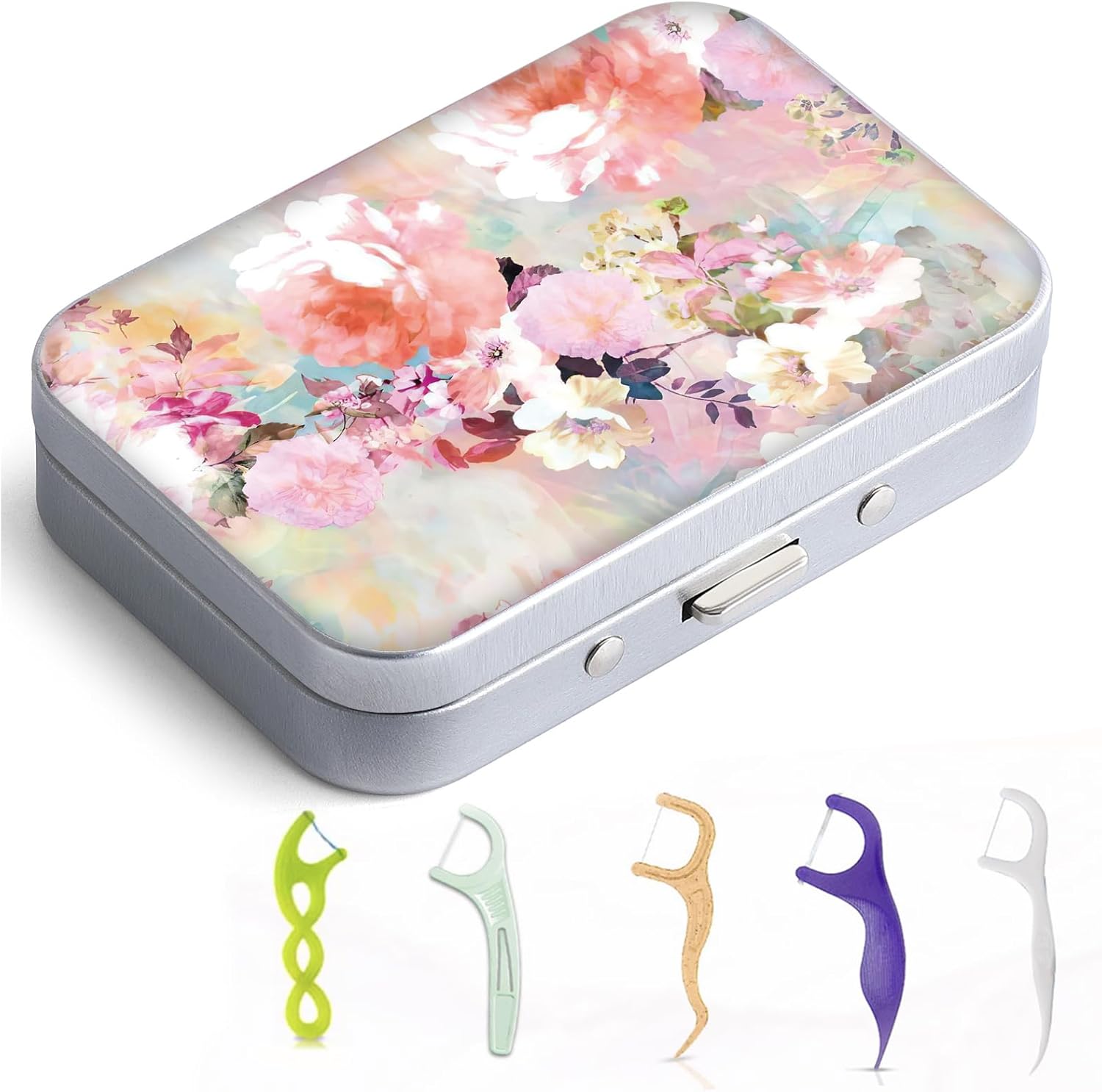 Estuche portátil de hilo dental, fácil de almacenar púas de hilo dental de varios tamaños, dispensador de hilo dental portátil es perfecto para