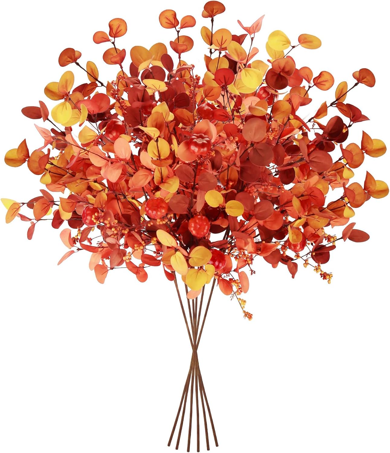 ultimatumX 6 tallos de otoño para jarrones, tallos artificiales de bayas de calabaza para otoño, decoración de interiores y exteriores, tallo de