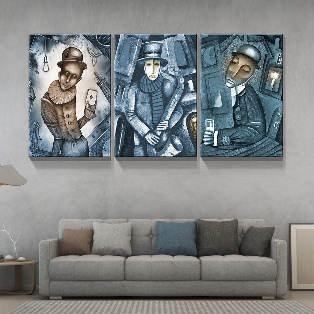 Denozer – 3 piezas de lienzo de arte abstracto para pared, arte abstracto de personajes, decoración de pared occidental vintage para sala de estar,