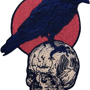 El cuervo en el cráneo parche bordado aplique insignia para planchar en el emblema El cuervo en el cráneo parche bordado aplique insignia para planchar en el emblema