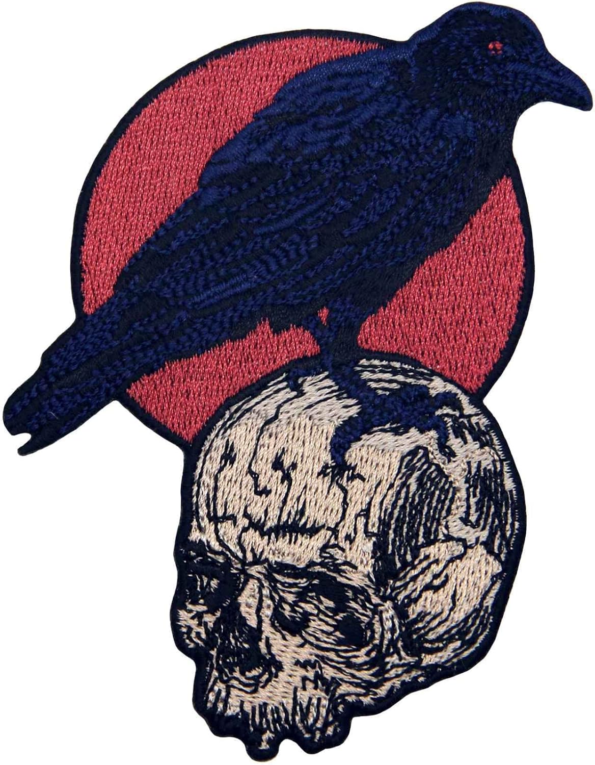 El cuervo en el cráneo parche bordado aplique insignia para planchar en el emblema