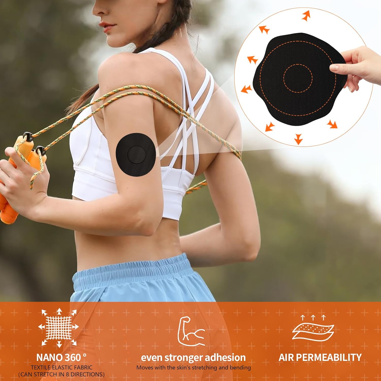 Parches adhesivos para Freestyle Libre 123-20 cubiertas de sensor para Libre 123, parches de superposición impermeables, duran 14 días, color negro