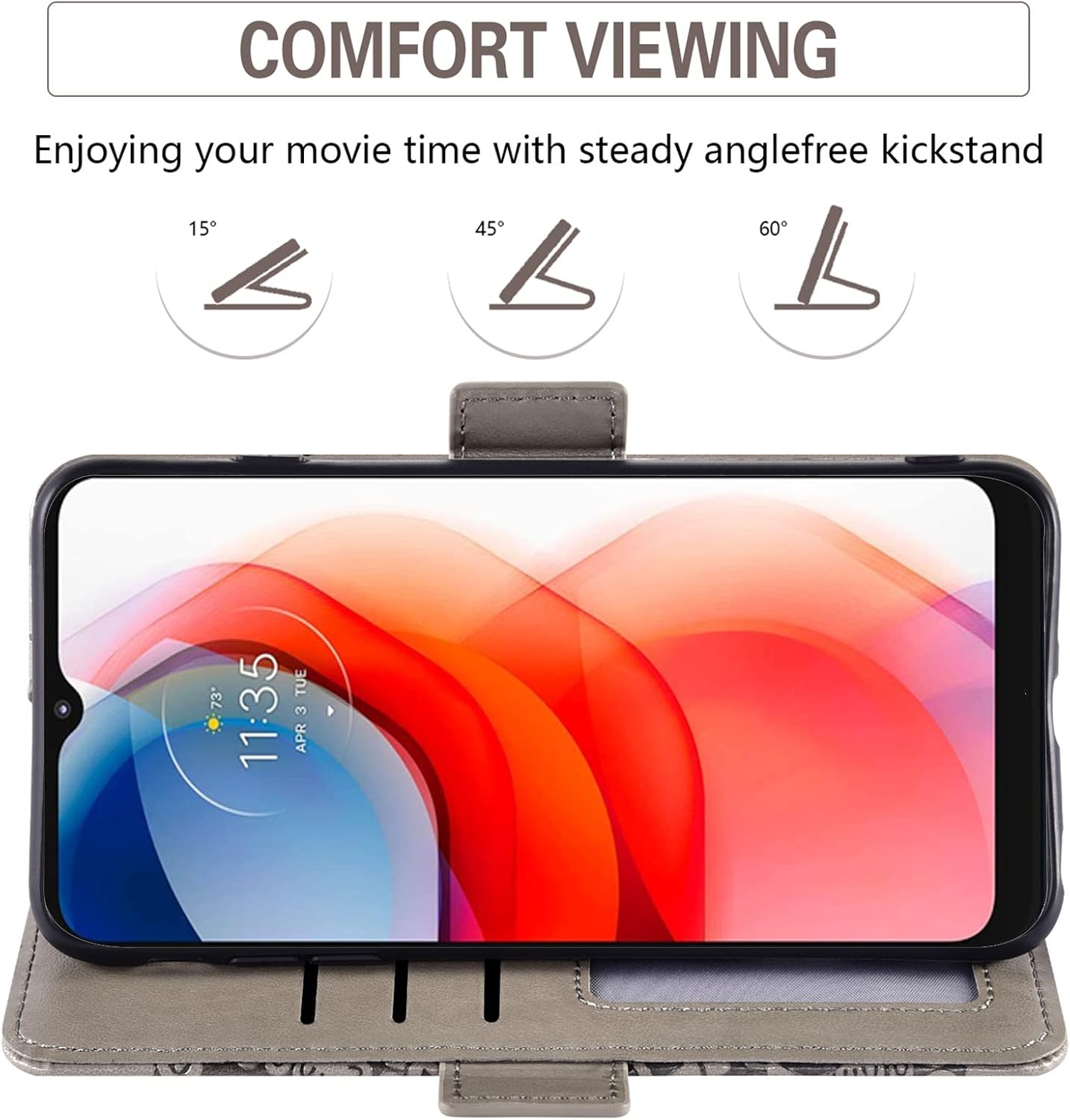 Asuwish Funda de teléfono para Moto G Play 2021 con protector de pantalla de vidrio templado y cartera de cuero con diseño de flores, soporte para