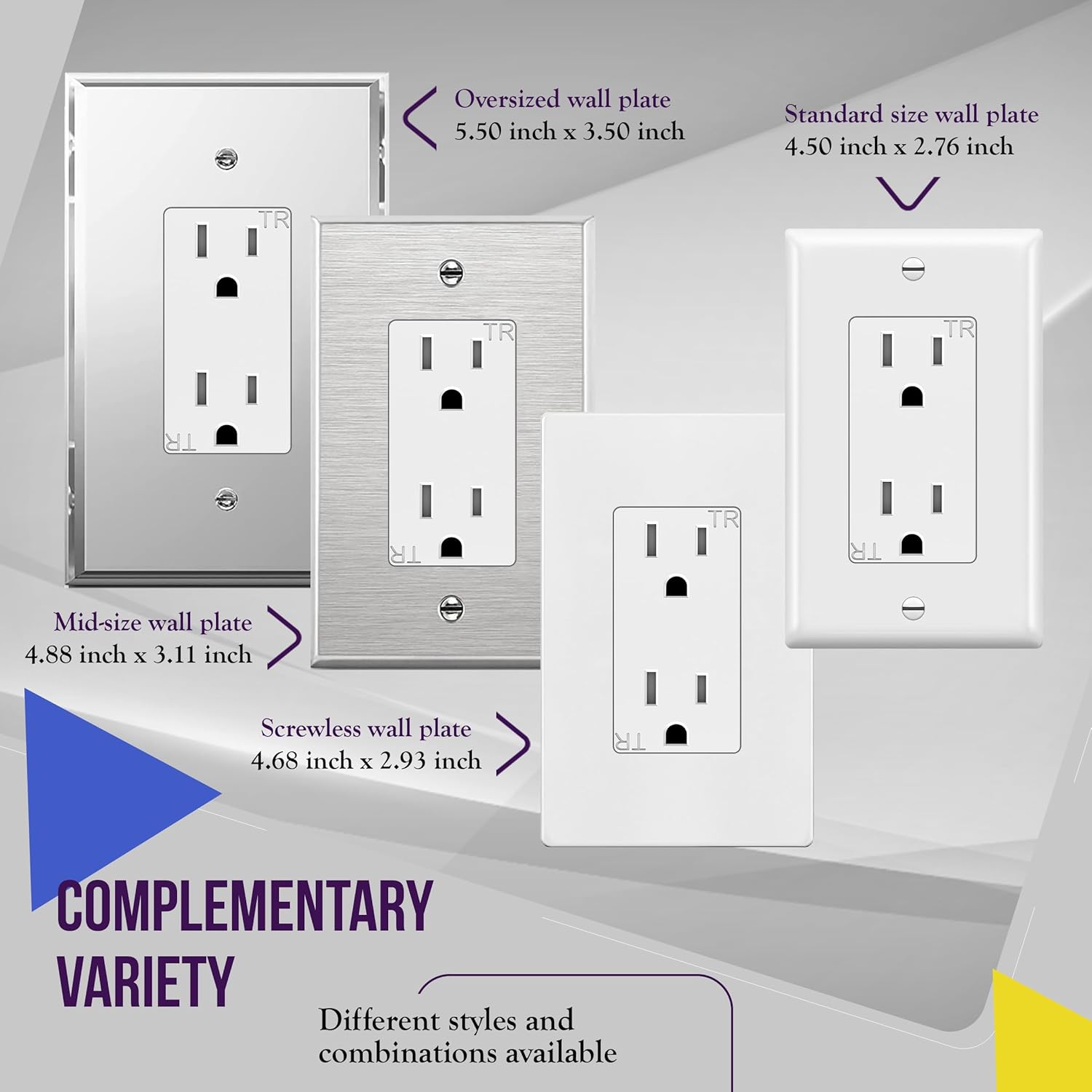 ENERLITES – Toma de corriente decorativa con placa para pared 61501-TR-WWP, resistente a manipulaciones, grado residencial, 3 cables, autoconexión a