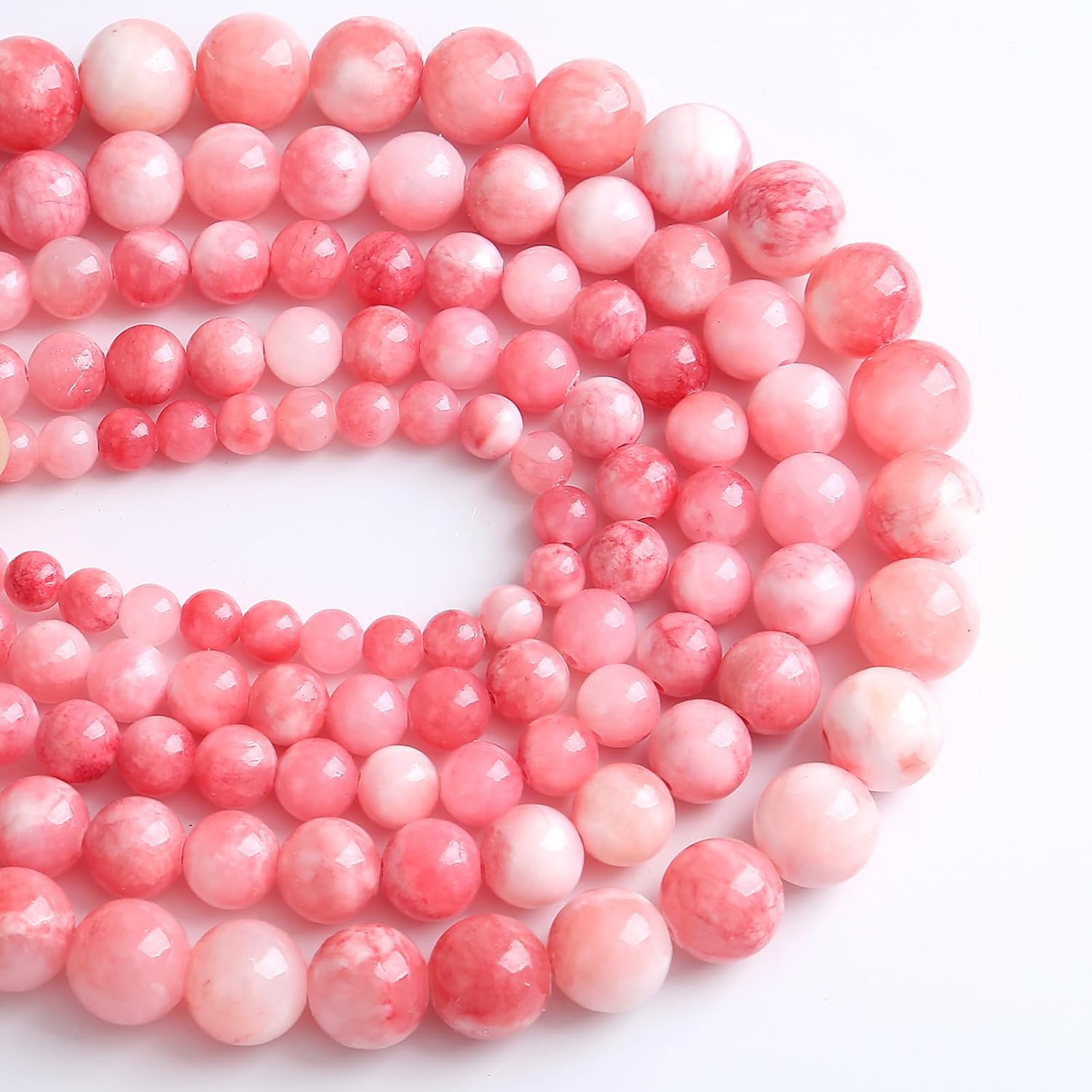 Cuentas sueltas de jade persa rosa de 0.315 in, 46 unidades, para hacer joyas, pulseras y collares