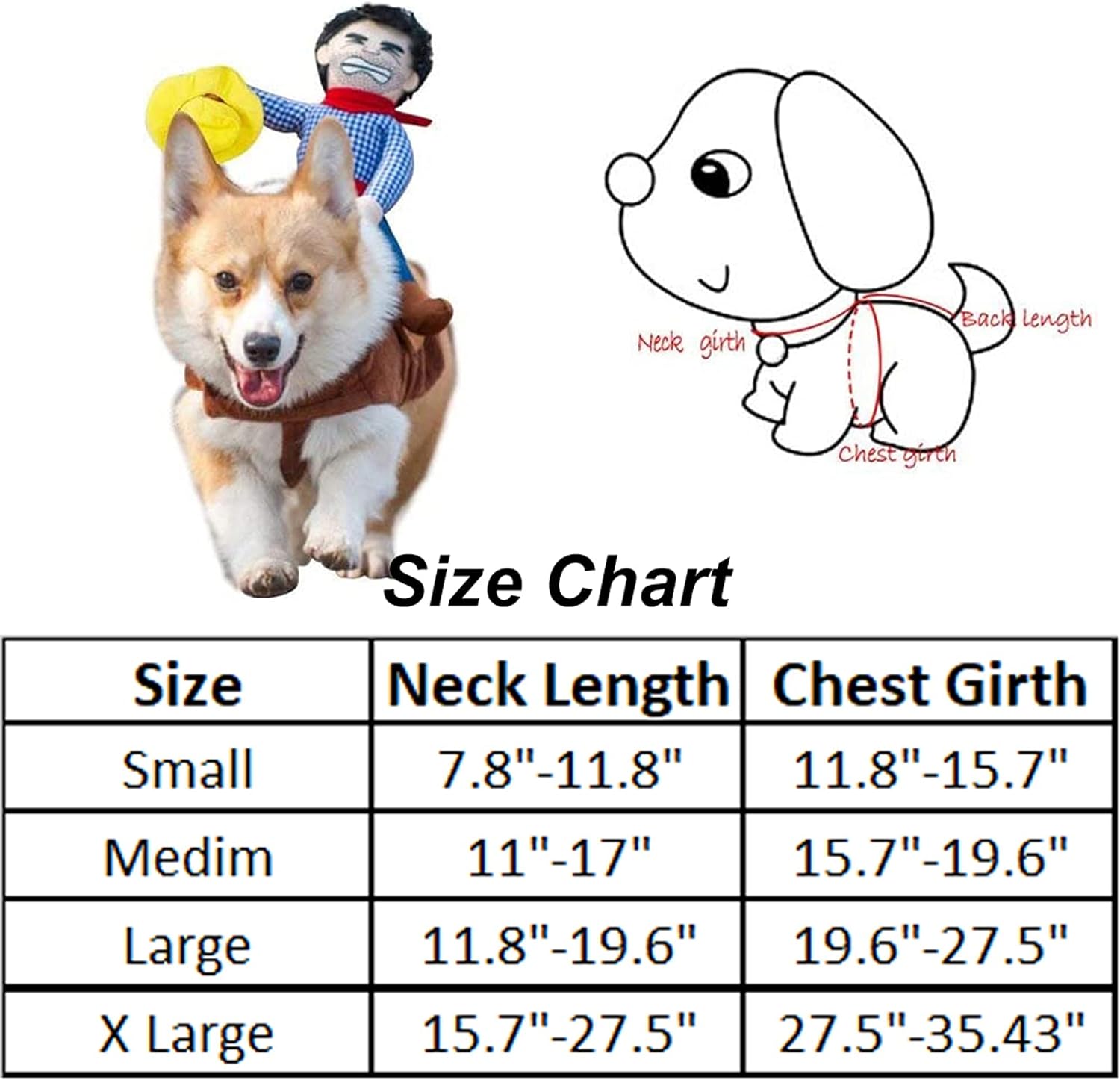 iSmarten Disfraz de vaquero para perro, disfraz de caballero estilo muñeca, sombrero de Halloween, disfraz de mascota (XL)