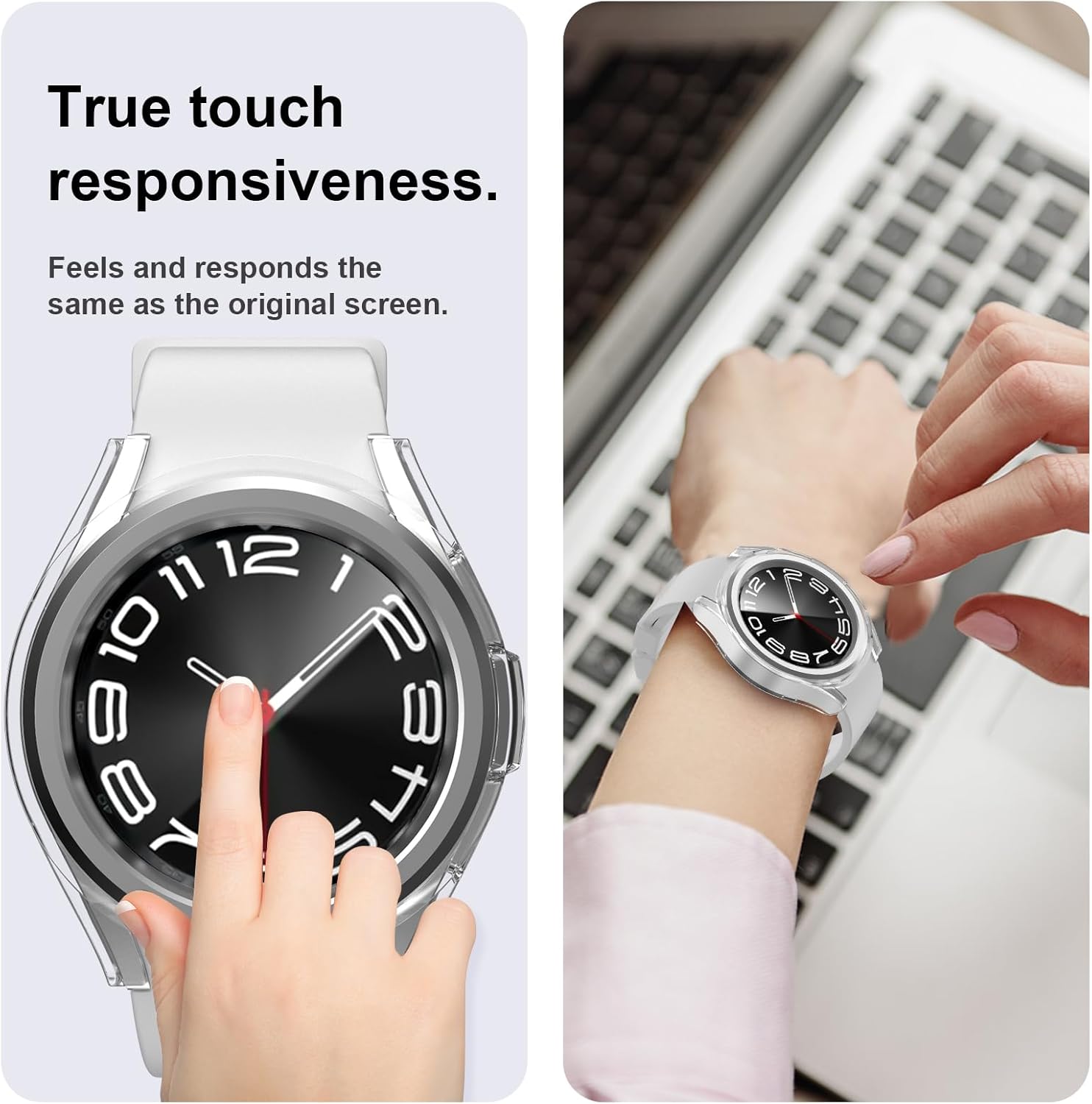 5+5 Paquete de protectores de pantalla para Samsung Galaxy Watch 6 Classic de 1.772 pulgadas, funda protectora de policarbonato duro JZK + película
