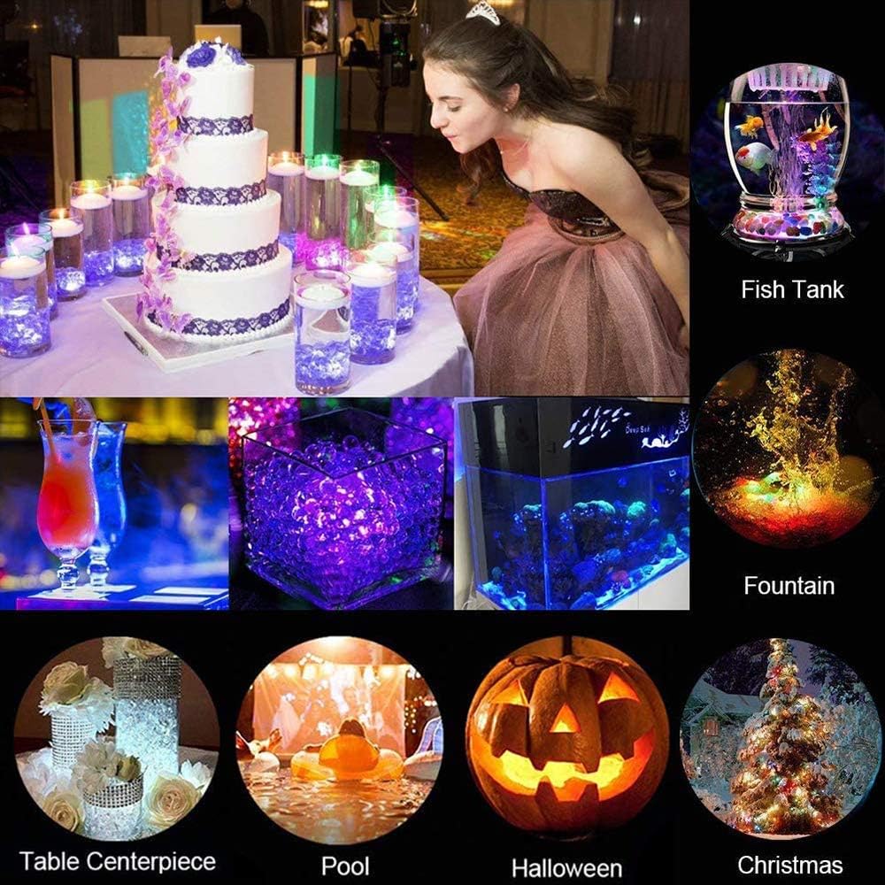 Mini luces LED sumergibles con control remoto, pequeñas velas de té subacuáticas, impermeables, 1.5 pulgadas, RGB multicolor, sin llama, funciona