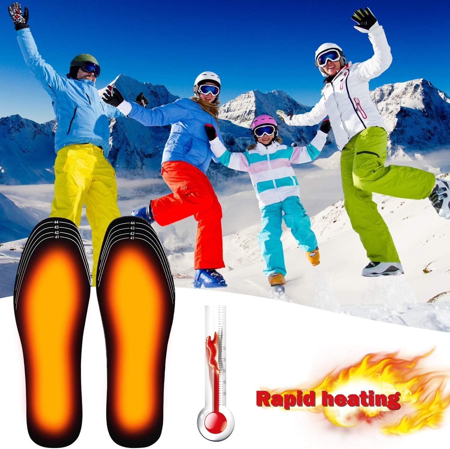 BESWORLDS Plantillas térmicas, zapatos con calefacción USB para deportes al aire libre, calentador de pies para hombres y mujeres, invierno, caza,