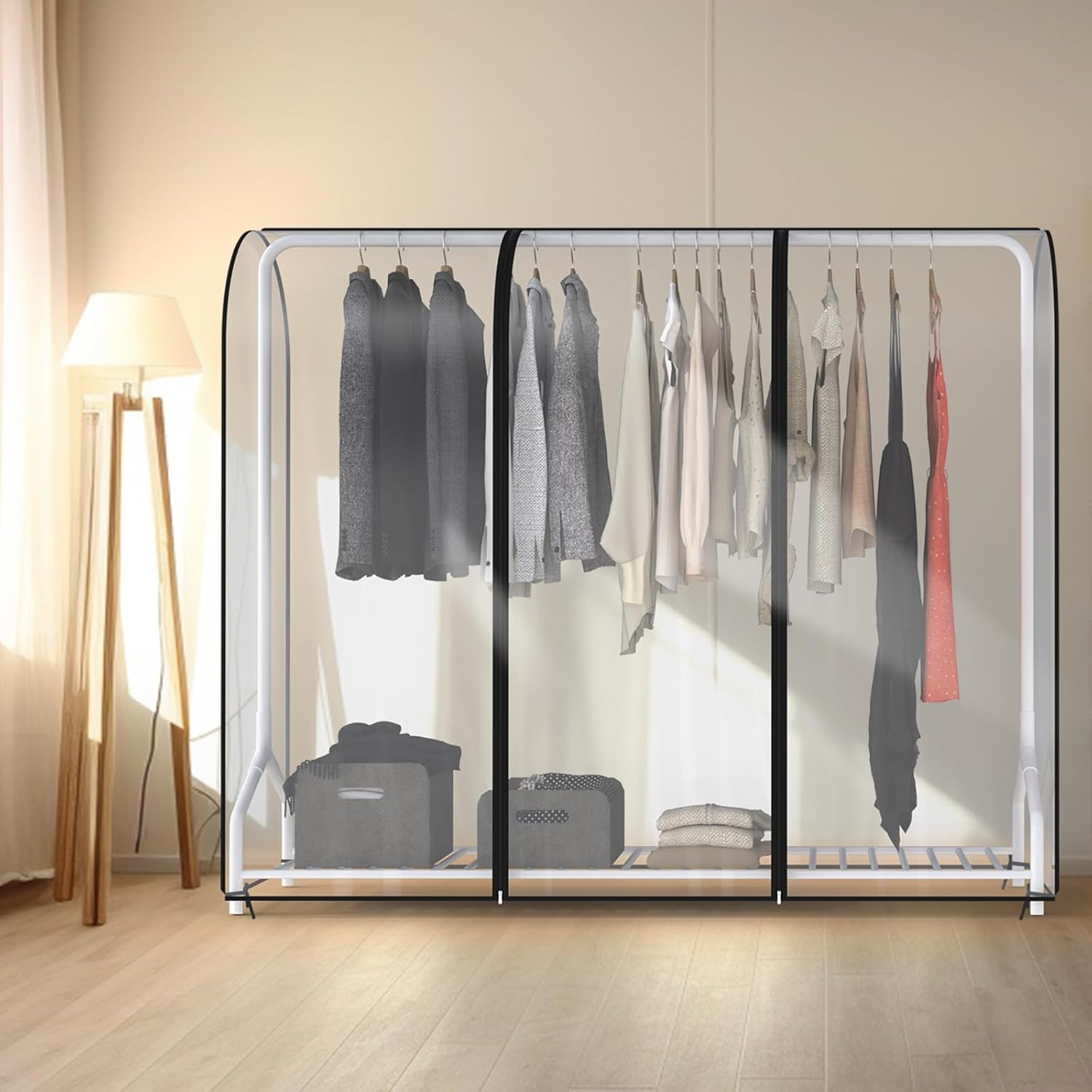 Zilink Funda transparente para perchero, 6 pies, transparente, impermeable, con 2 cremalleras duraderas para perchero (72 pulgadas de largo x 20
