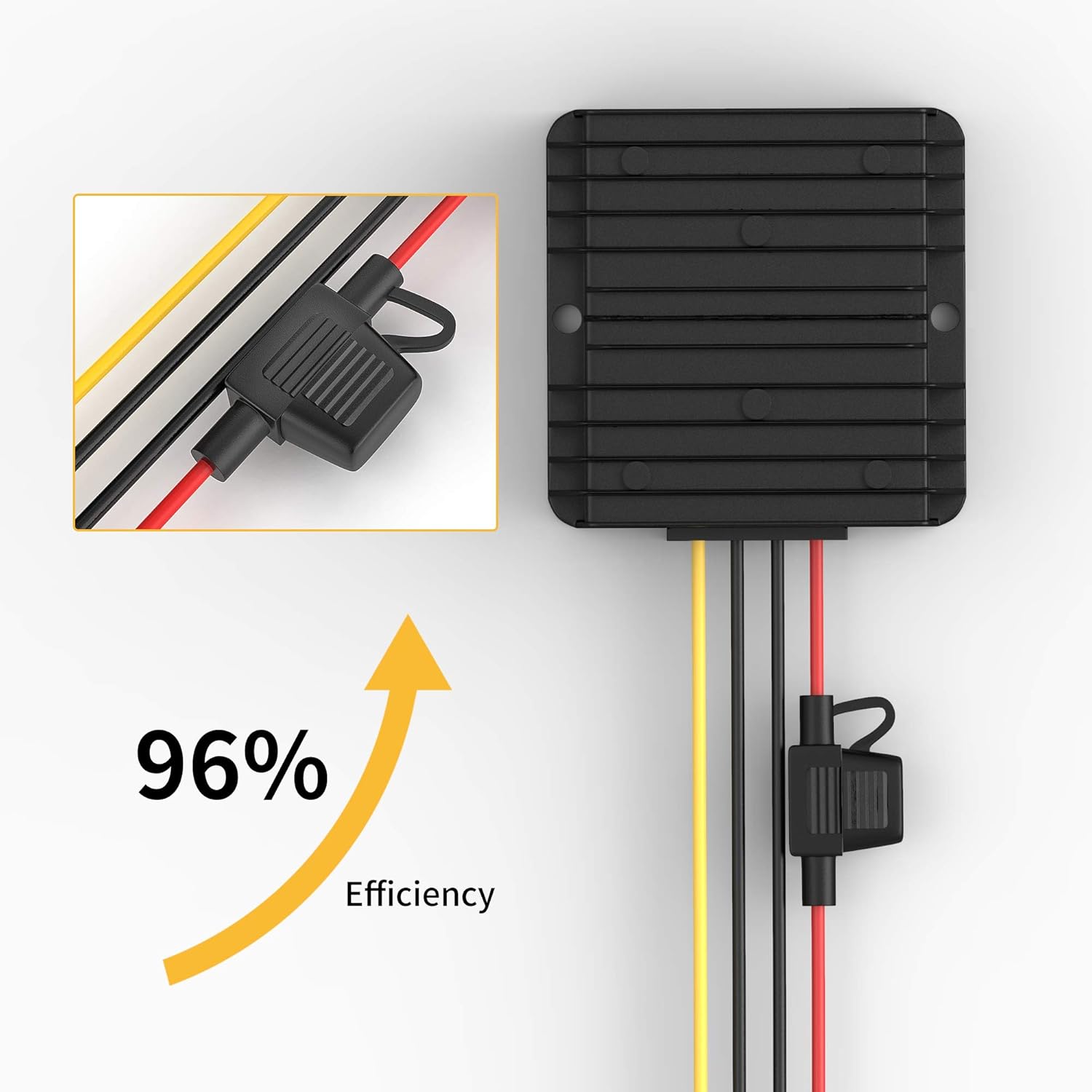 Convertidor de voltaje de 24 V a 12 V, convertidor Buck 15A 180W DC transformador con fusible impermeable, convertidor reductor para carrito de
