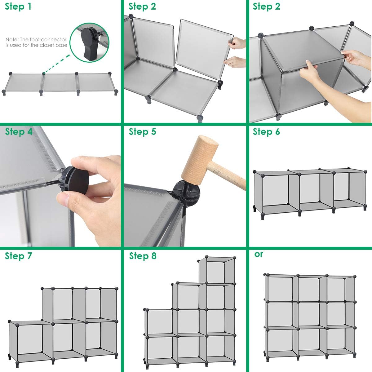 TomCare – Organizador de almacenamiento de 9 cubos, estantes de plástico para armar, estantería modular de libros para el dormitorio, la sala de