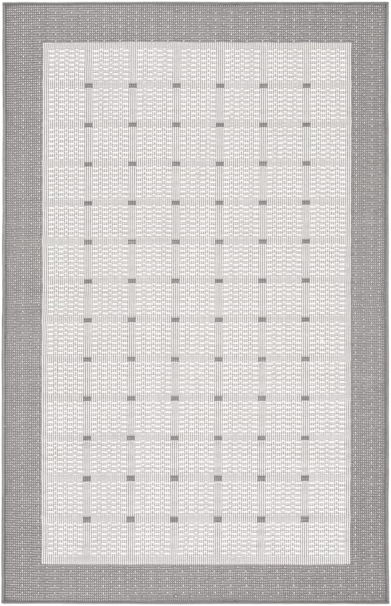 SAFAVIEH Bermuda Collection – Alfombra decorativa de 2 x 4 pies, color gris y marfil, no desprende pelusa y de fácil cuidado, lavable a máquina,