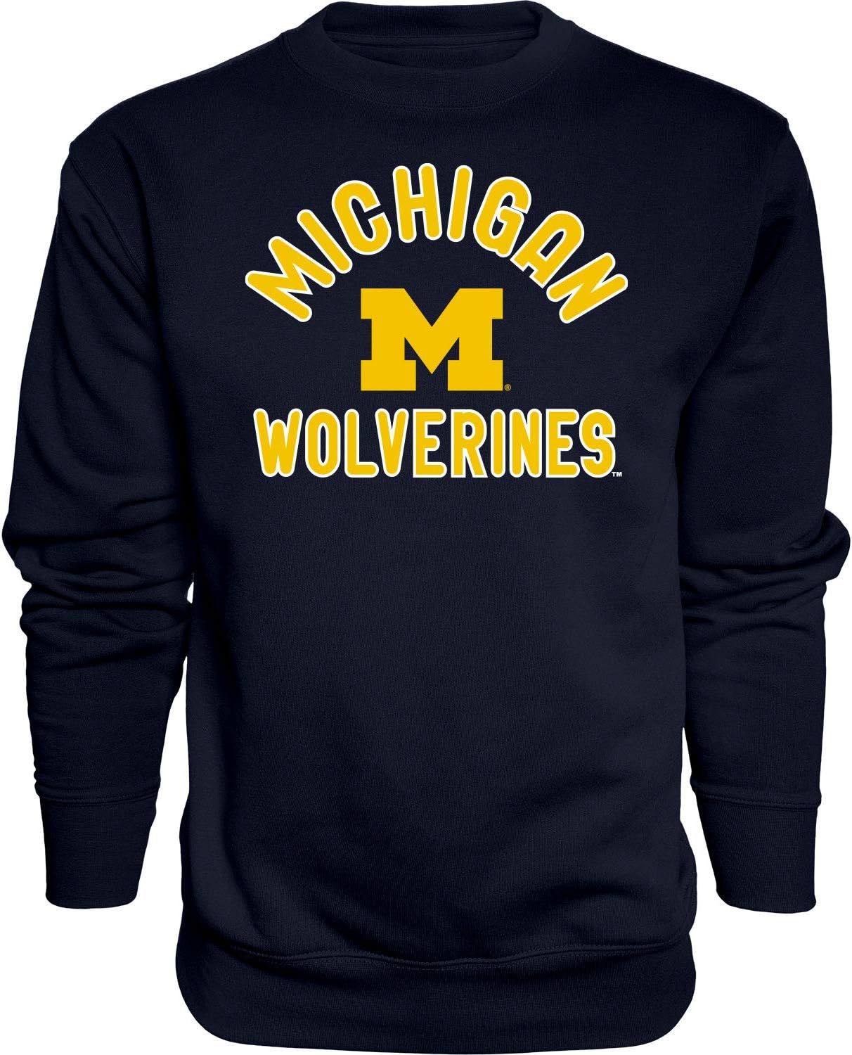 Blue 84 Sudadera de cuello redondo de los Michigan Wolverines para hombre, color del equipo, azul marino Michigan Wolverines, talla L