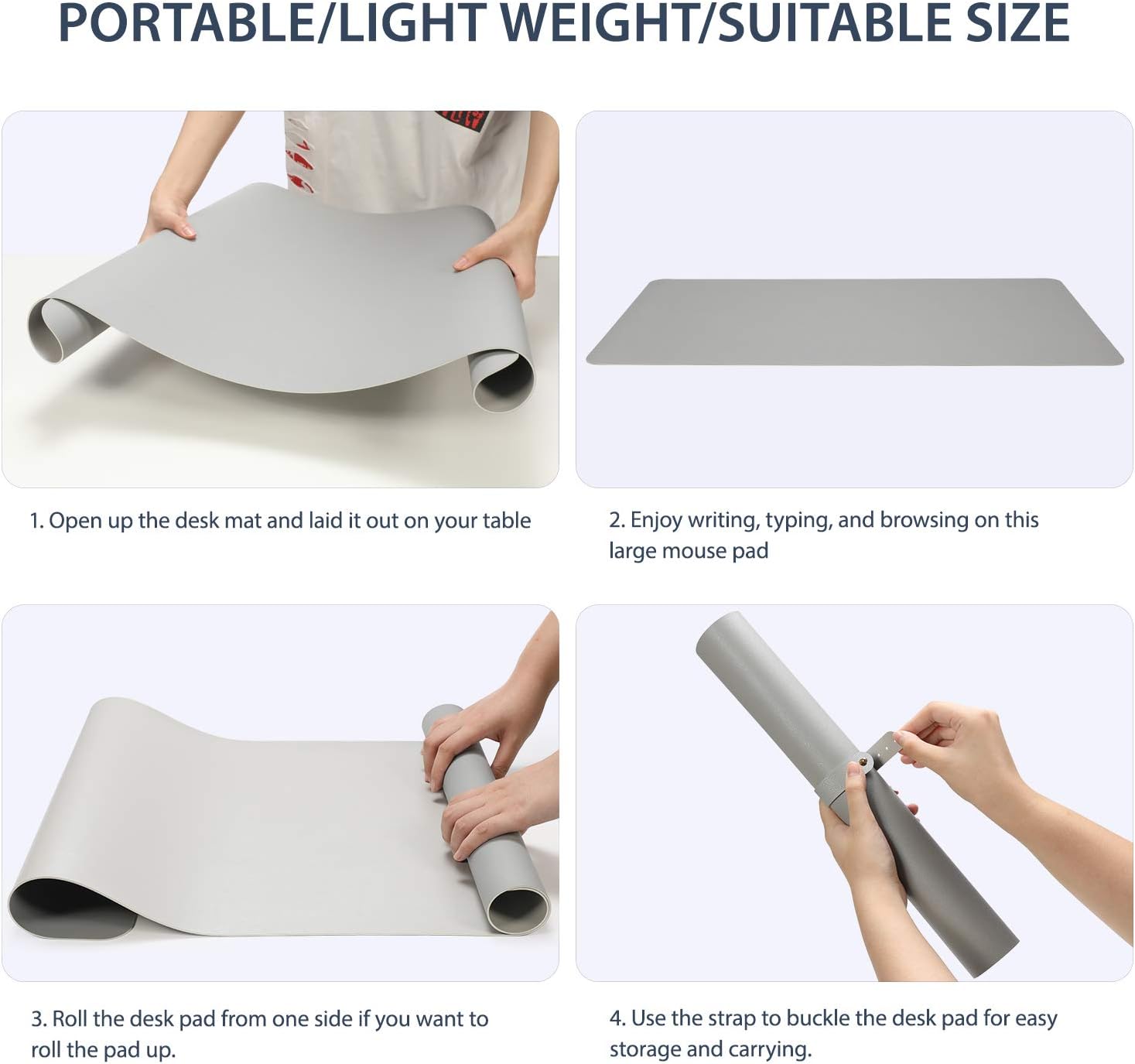 AFRITEE – Tapete protector de escritorio, de piel sintética de doble cara, alfombrilla grande para mouse, alfombrilla de escritura, impermeable,