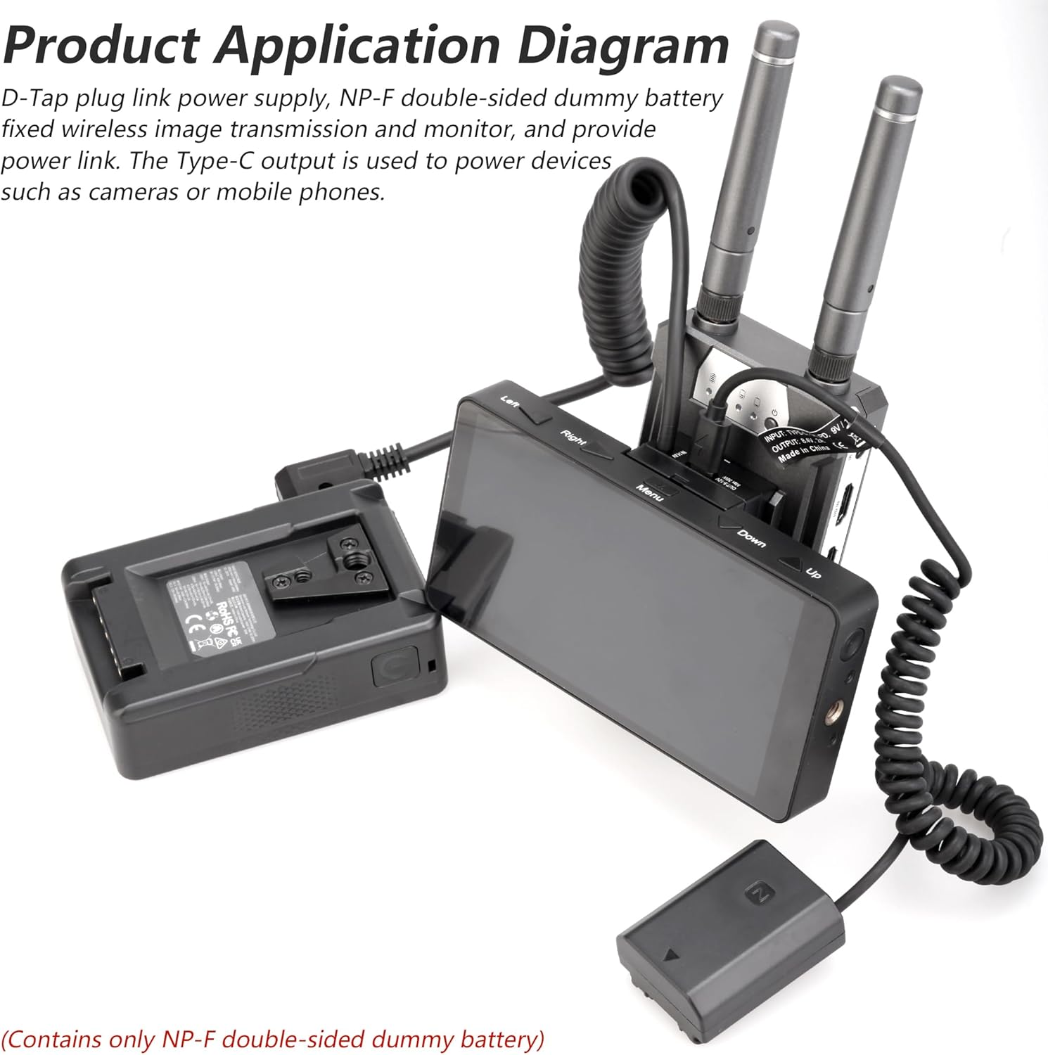 D-Tap Ptap a doble cara NP-F550970570770 Adaptador de corriente de batería ficticia para fuente de alimentación fija y síncrona para monitor y