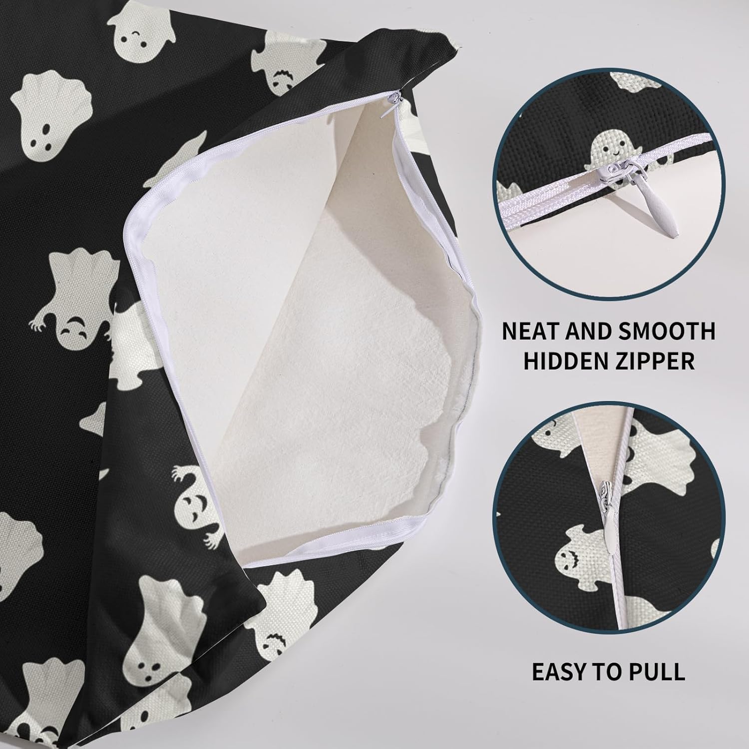 Juego de 2 fundas de almohada de fantasma de Halloween de 18 x 18 pulgadas, con temática espeluznante y aterradora para exteriores, decoración de